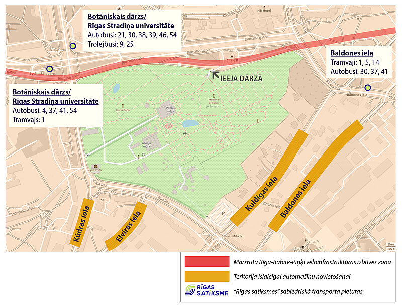 Izmaiņas autostāvvietu pieejamībā pie Botāniskā dārza