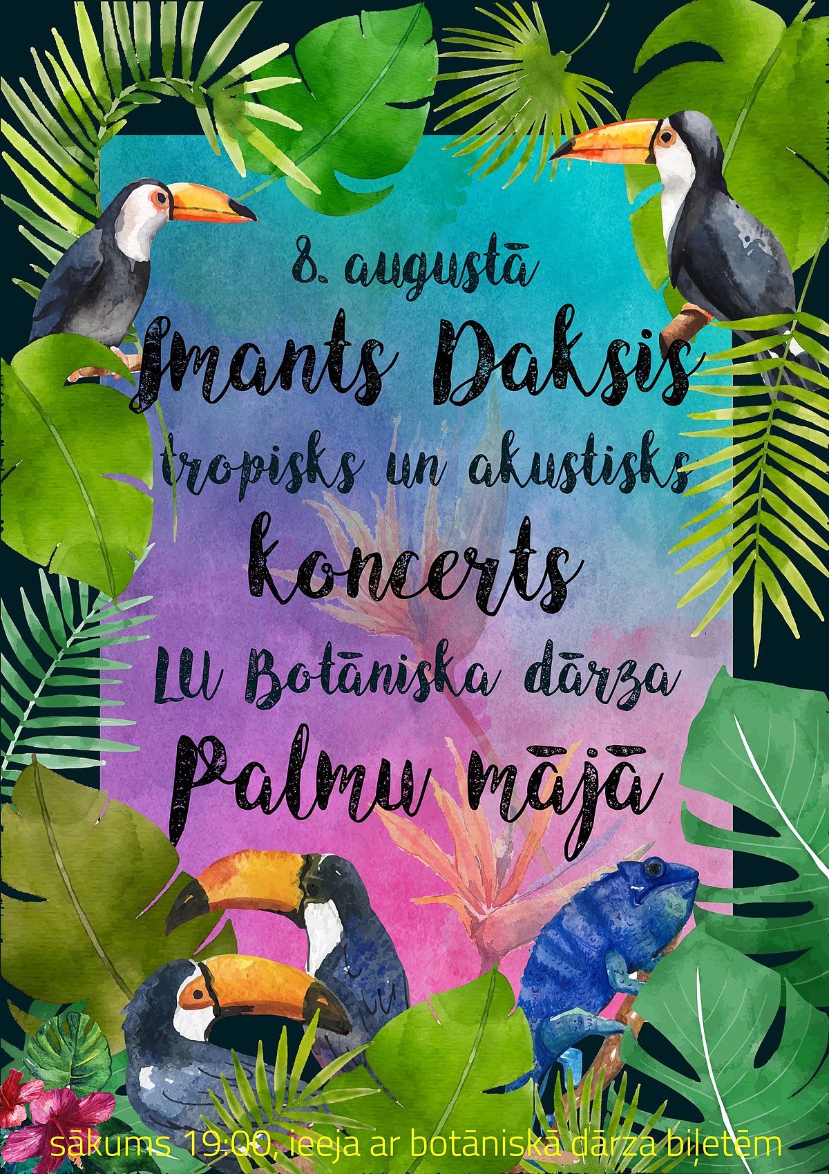 Imanta Dakša koncerts LU Botāniskā dārza Palmu mājā, 8. augustā plkst. 19.00.